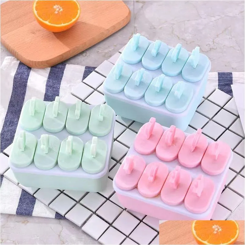 Baldes de gelo e refrigeradores plástico picolés creme molde fabricante bandeja cubo diy ferramenta de cozinha com er home gadgets mod gota entrega jardim dhji1