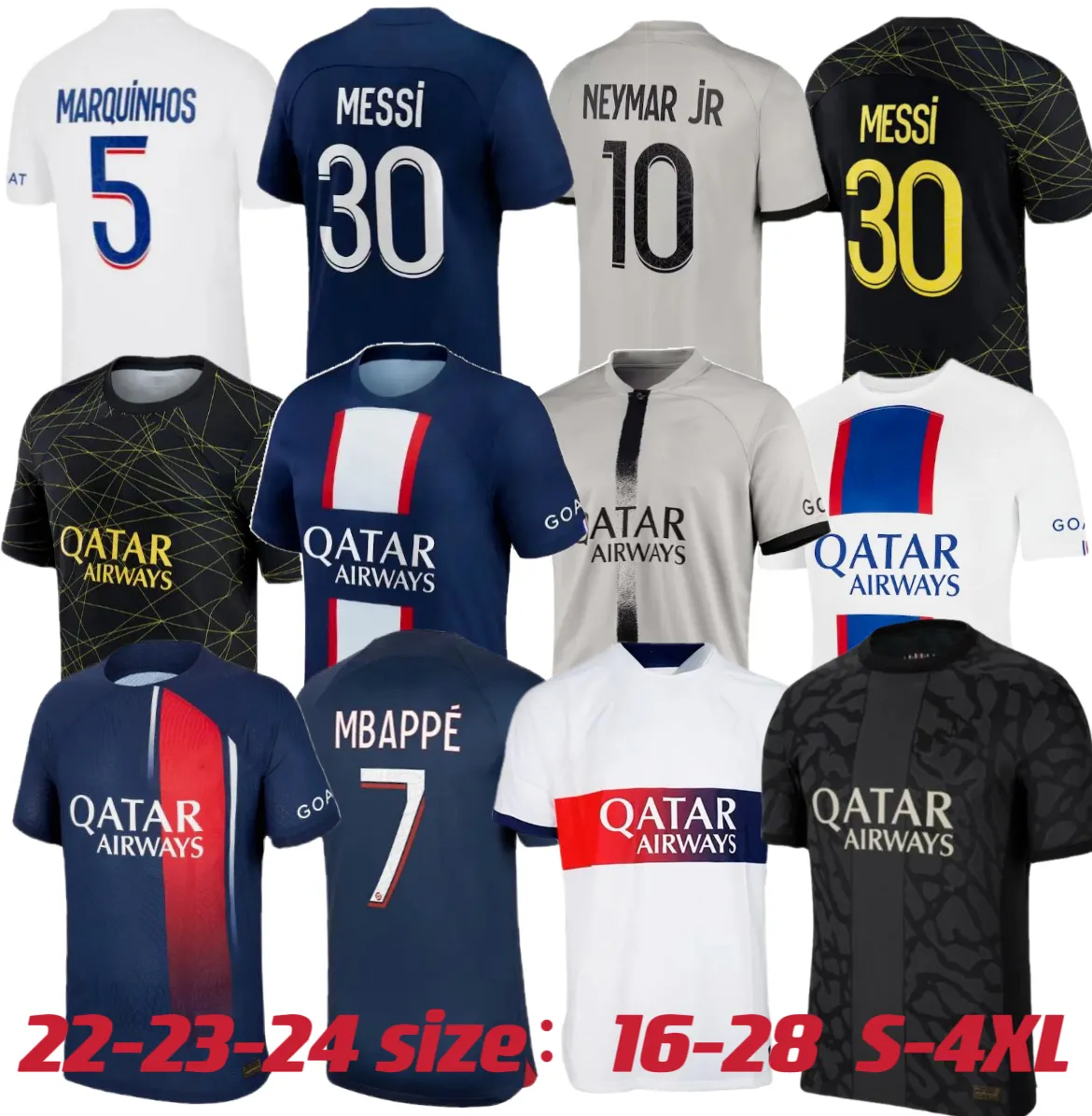 22 23 24 PSGS Mbappe Messis Soccer Jerseys Wijnaldum Ramos Hakimi Maillots de Football Shirts Kit Icardi Verratti Vitinha Donnarumma 2023 2024 Fans version