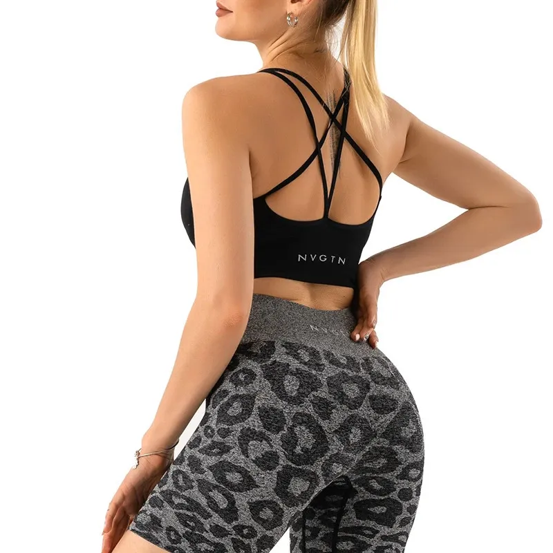 Yoga -outfit nvgtn naadloze bloei bh bra spandex top vrouw fitness elastiek ademende borstverbetering vrije tijd sport ondergoed 231017