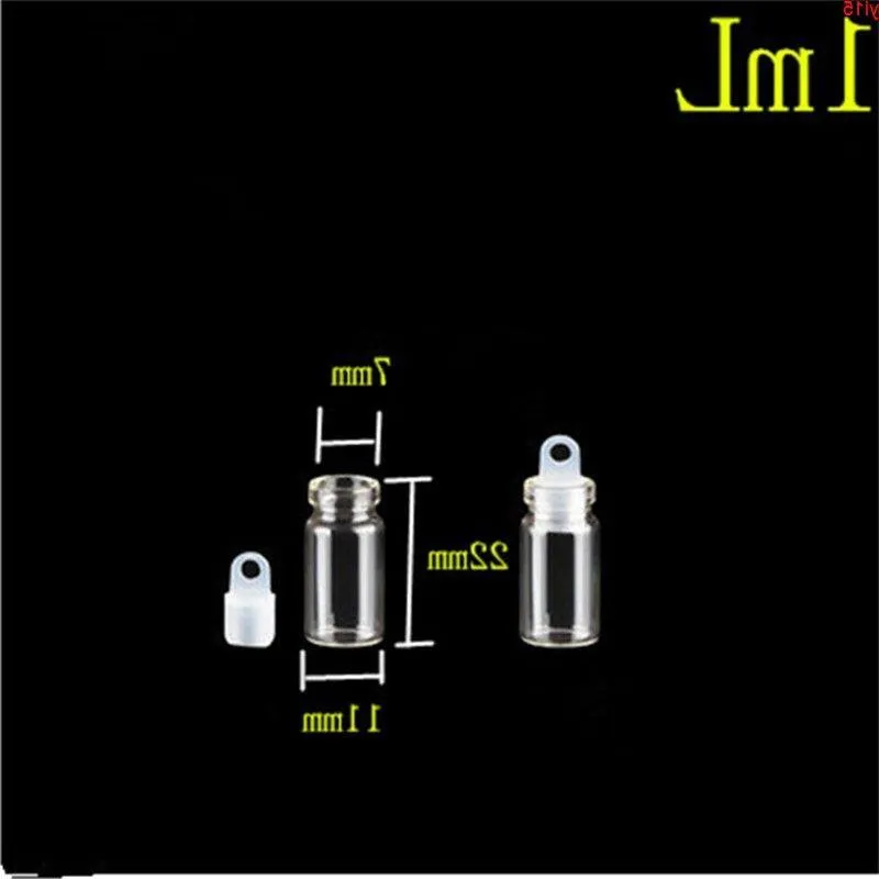 11*22*7 mm 1 ml mini przezroczyste butelki z przezroczyste szklane z uszczelniającą gumową pokrywę puste fiolki Jars życzenia 100pcs/Lotgood Qty Qvqmk