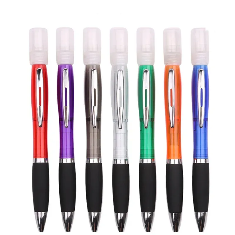 wholesale Mini Portable Sprayer Disinfection Pen Metal Clip Empty Tube Refillable Perfume Alcohol Hand Sanitizer Spray Gel Pens For Gift 6 Colors