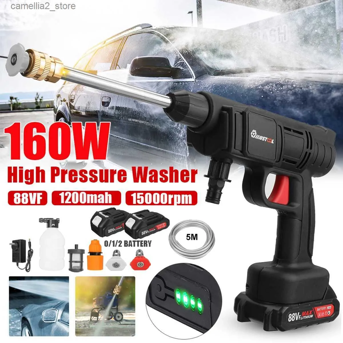 Car Washer 45Bar 25000mAh Cordless High Pressure Car Washer Spray Water Gun Portable Car Wash Pressure Cleaner Cleaning Machine Q231017