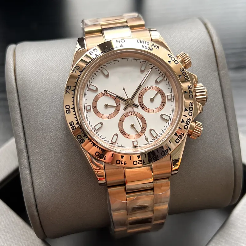 Rose Gold Mens Watch Luxo 40mm Automático 2813 Mecânico Sapphire Designer Watch 904L Aço Inoxidável DHgate Montre De Luxe Rolej Relógios Relógios de Pulso AAA