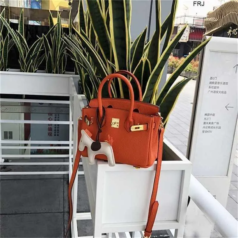 Handtas Echt lederen BK Platinum Tote Zomer Mini Lychee Pattern Patroon Bag Messenger Single Shoulder Cowhide Tide hebben met logo