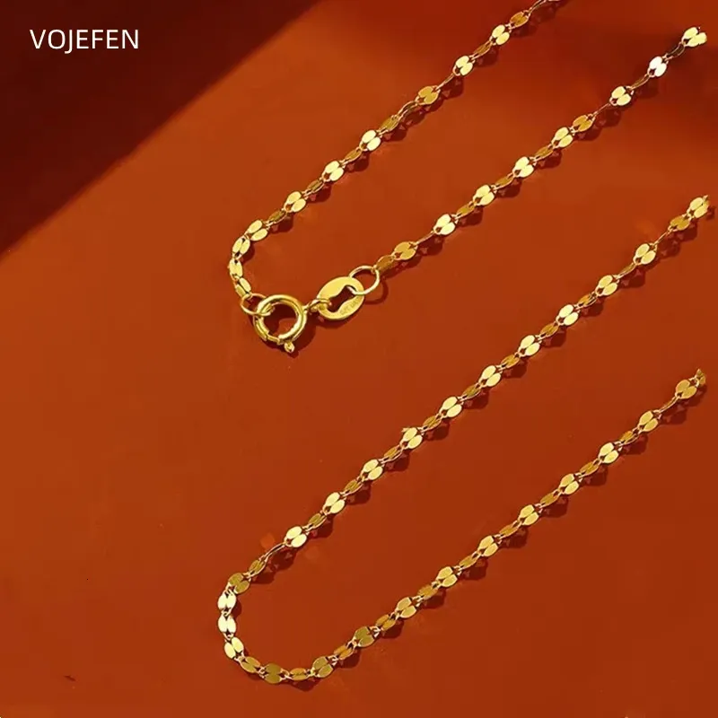 Pendanthalsband VoJefen 18K Lips Necklace Jewellery AU750 Pure Gold Elegant Women Shiny Waterwave Choker Choker Original Luxury Designer Jewelry 231017