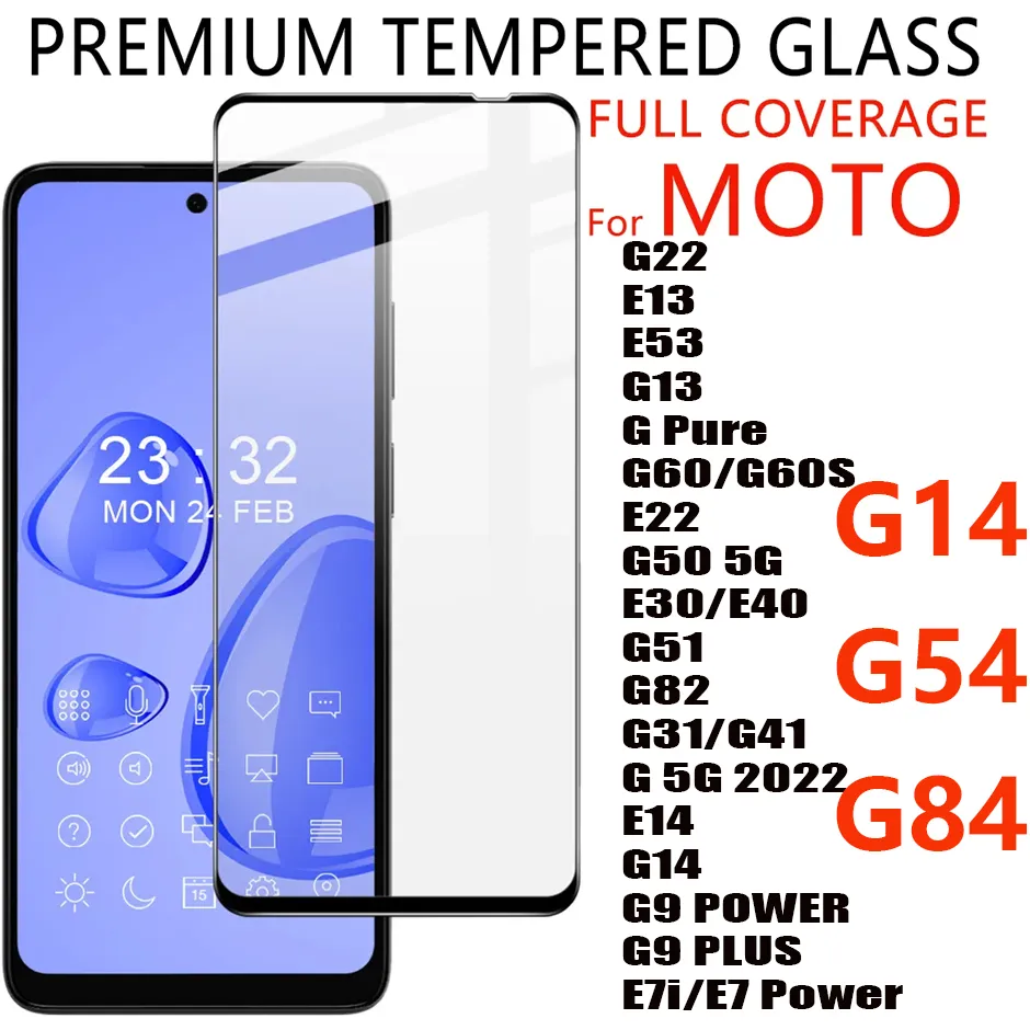 Protecteur d'écran de téléphone en verre trempé à couverture complète en aluminium de haute qualité de qualité supérieure pour MOTO Motorola G Play g power 2024 G14 G54 G84 G22 G13 GPURE G60 G51 G82 G31 G41