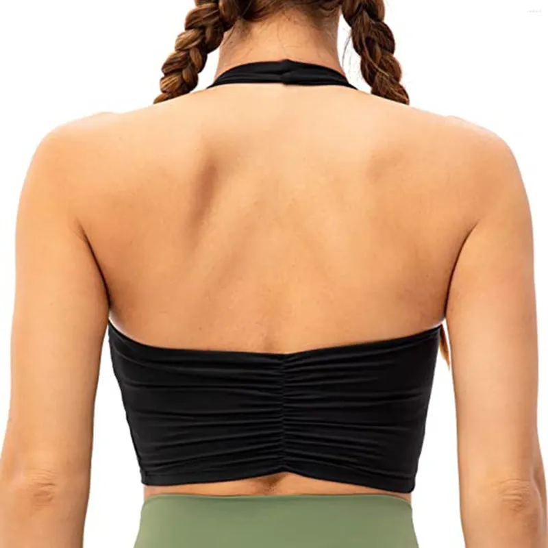 Womens Halter Yoga High Neck Sports Bra Bralette Crop Top For