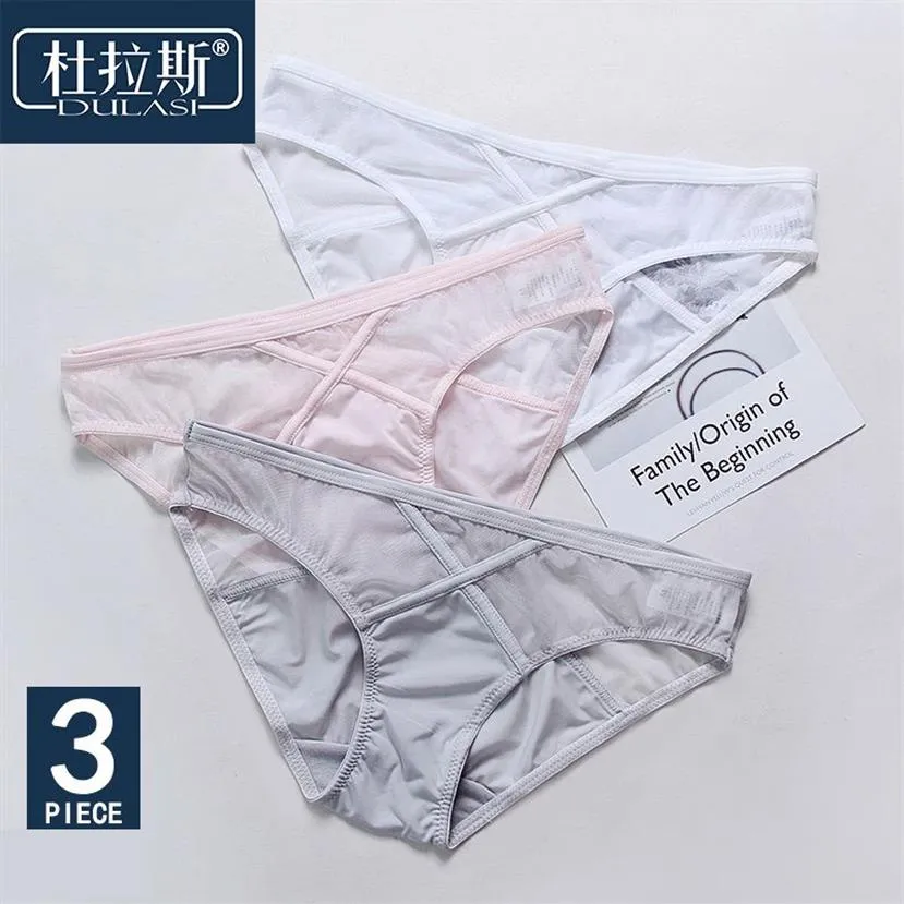 Kobiety bieliznę oddychającą przędzę siatkową seksowne majtki 3pcs Lot Bawełniane briefy dla dziewcząt Low talii Lady Sekcji seksowne majtki Dulasi244Q