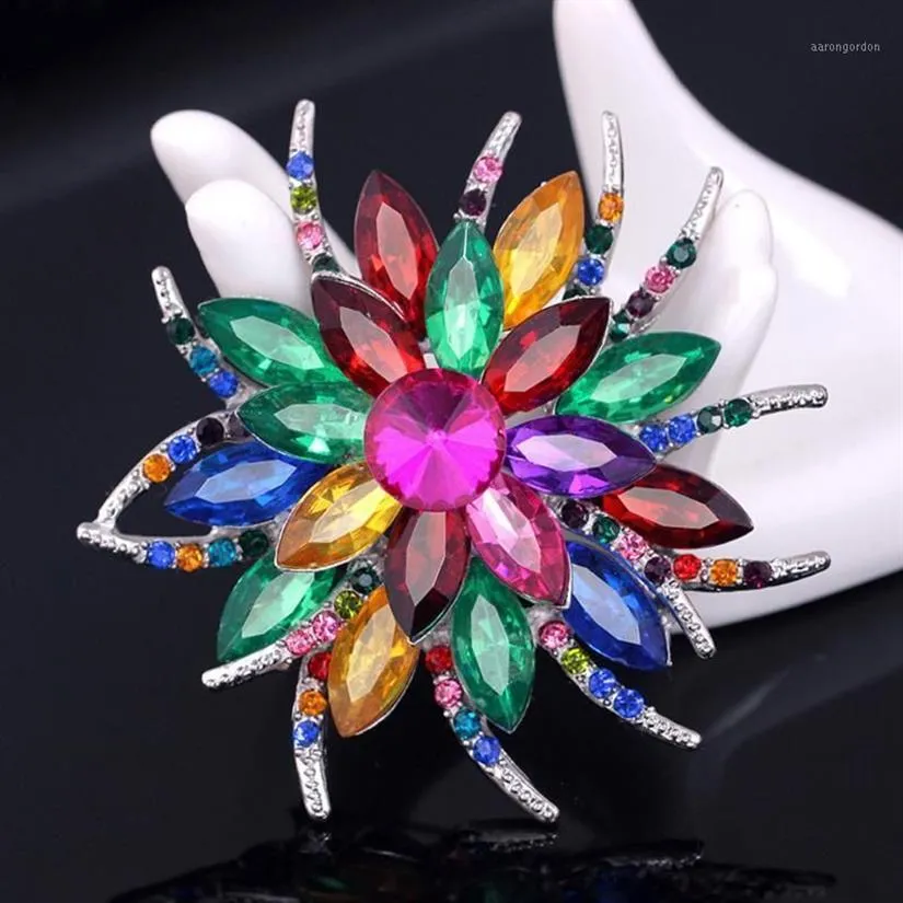 JUJIE multicolore cristal fleur broches pour femmes Bouquets de mariage broche épinglettes mode bijoux Drop11884