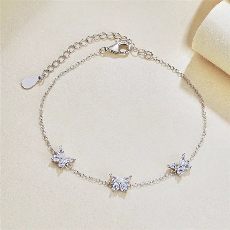 Graceful s925 Sterling Silver Diamond Butterfly Designer Bracelet Chain Woman 5A Cubic Zirconia Diamond Charm Gold Womens Bracelets Luxury Jewelry Gift Box