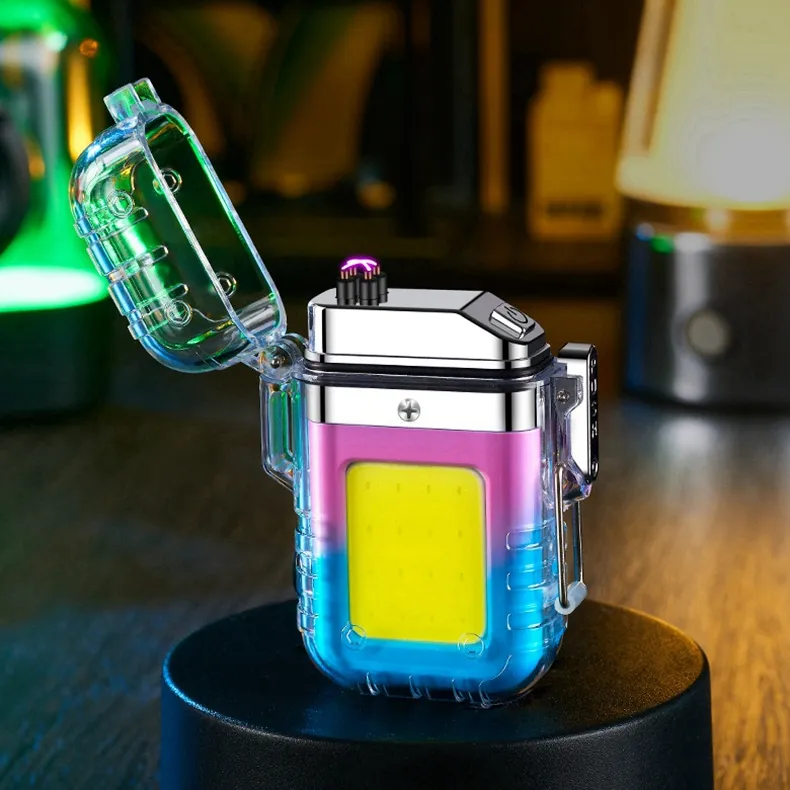 Colorful Transparent Double ARC Lighter: Windproof Zinc Alloy USB ...