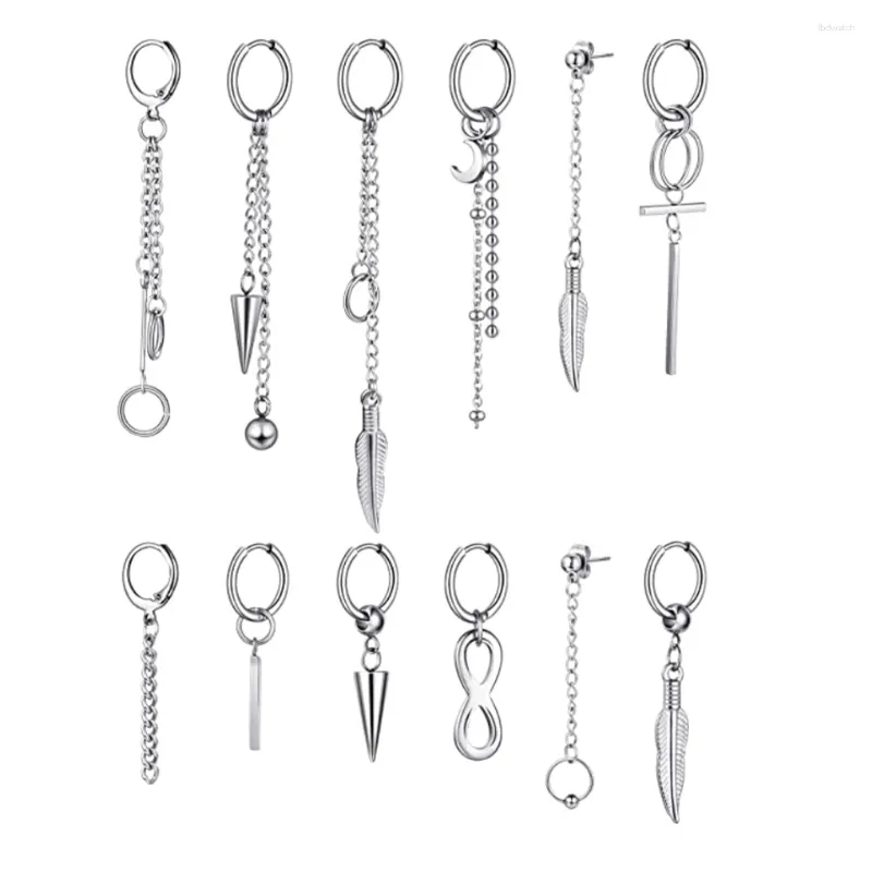 Dangle Earrings 12 Pieces Women Drop Earring Party Portable Girl Stainless Steel Pendant Tassel Ear Stud Jewelry Birthday Gift