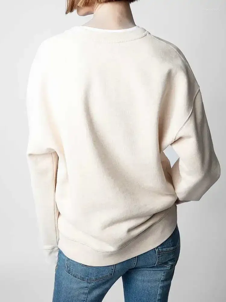 Dameshoodies 2023 herfst en winter cake witte inkt digitaal printen fleece dames sweatshirt met ronde hals