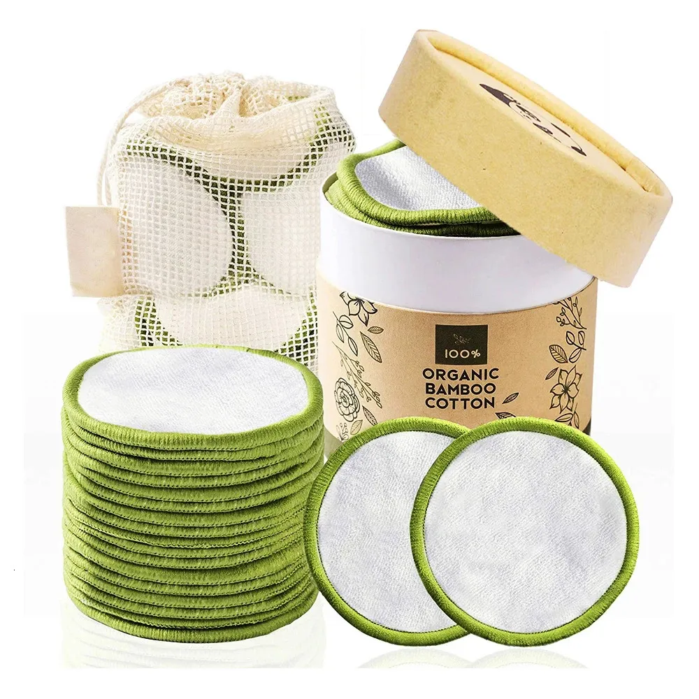 Инструменты для макияжа, 20 шт., многоразовые подушечки для снятия, моющиеся бамбуковые хлопчатобумажные круглые очищающие подушечки для всех типов кожи 231016