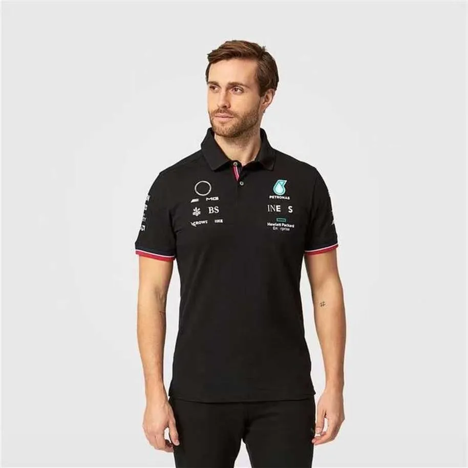 Wersja drużynowa męskiej Thirt Wersja F1 Formuła pierwsza wyścigowa koszulka z krótkim rękawem koszulka polo lapel Lapel Lewis Hamilton Working Tshirt162N