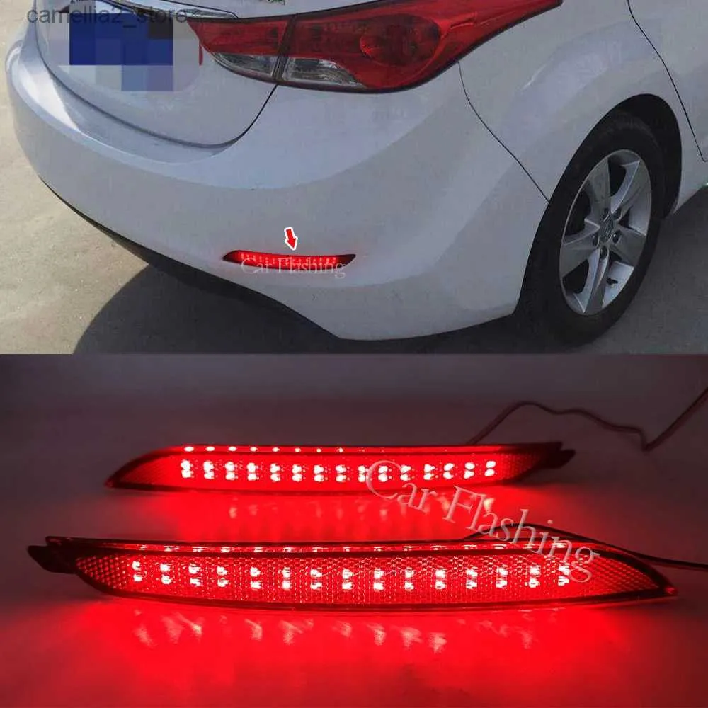 カーテールライトカーフラッシュ2PCS LEDヒュンダイエラントラ2012 2013のリアバンパーライトLED 2014テールライトフォグランプバンパーブレーキストップリフレクターQ231017