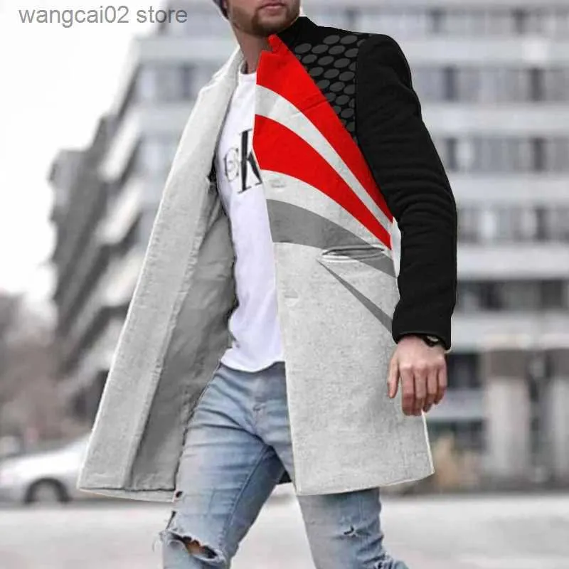 Herenwolmixen Populaire mode herenjas 2022 Winter Nieuwe stijl herenwollen opstaande kraag Middellange zak Casual jas Kleding Herenjas T231017