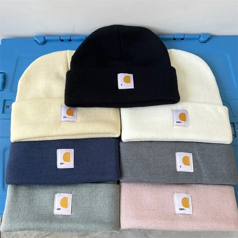 Carhart Sombreros de diseñador Gorro para hombre y mujer Gorros de punto térmicos para otoño e invierno Gorro de lana tejido más gorro de terciopelo Máscara más gruesa Gorros con flecos Carharttlys