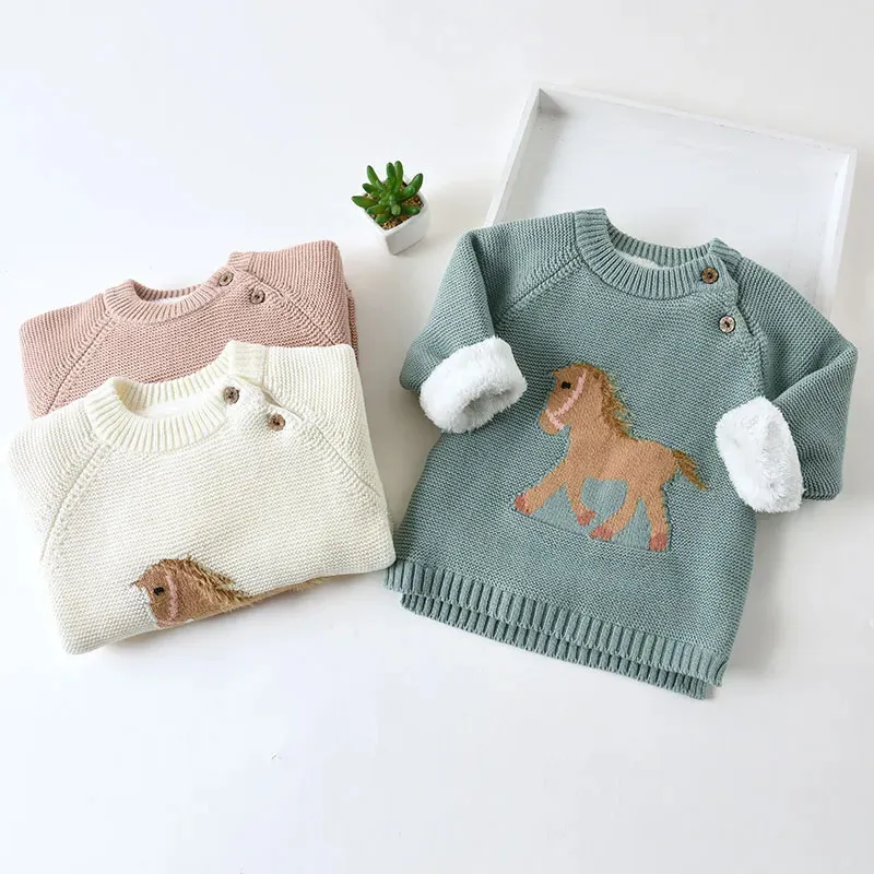 Cardigan IENENS Kids Boys Girls Sweaters Clothes Baby Toddler Warm Sweater Coats Children Cartoon Thicken Tops Wool Pullovers Clothing 231016