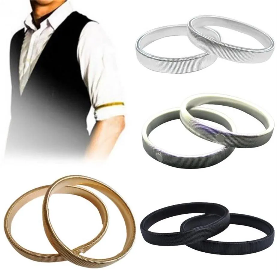 Bangle Women Anti-Slip Metal Shirt Lång ärmhållare Armband Stretch Garter Spring Armband Elastic Ring Men's Cuff Hoop2953