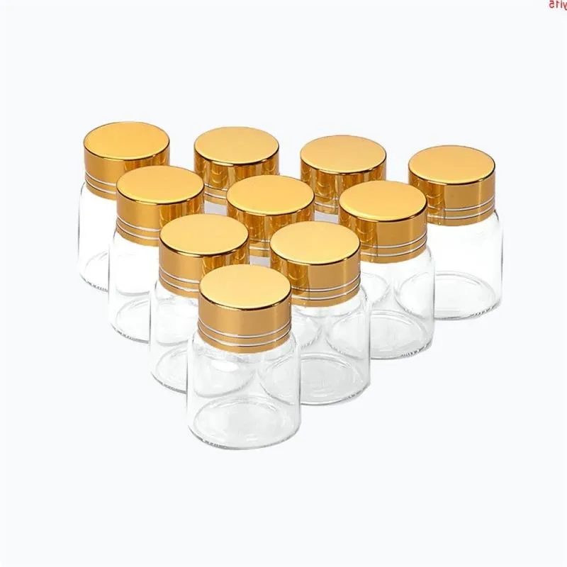 27*35mm 24pcs 8ml Glass Bottles Aluminium Screw Golden Cap Empty Transparent Clear Liquid Gift Container Wishing Bottle Jarsgood qty Fcwum