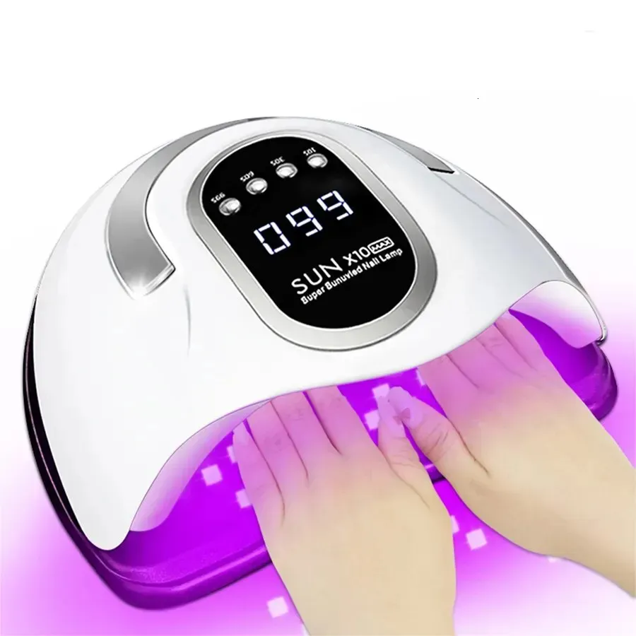 Nageltorkar Sun X10max UV LED -lampa för manikyr 280W gelpolsk torkmaskin med stor LCD -touch professionell smart torktumlare verktyg 231017