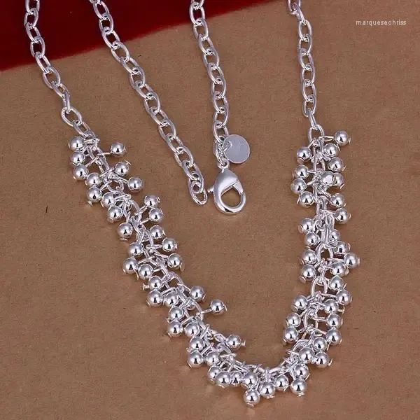 Catene in argento sterling 925 con ciondolo gioielli classici da 18 pollici bellissime perle lisce collana di uva per le donne regali della festa di nozze