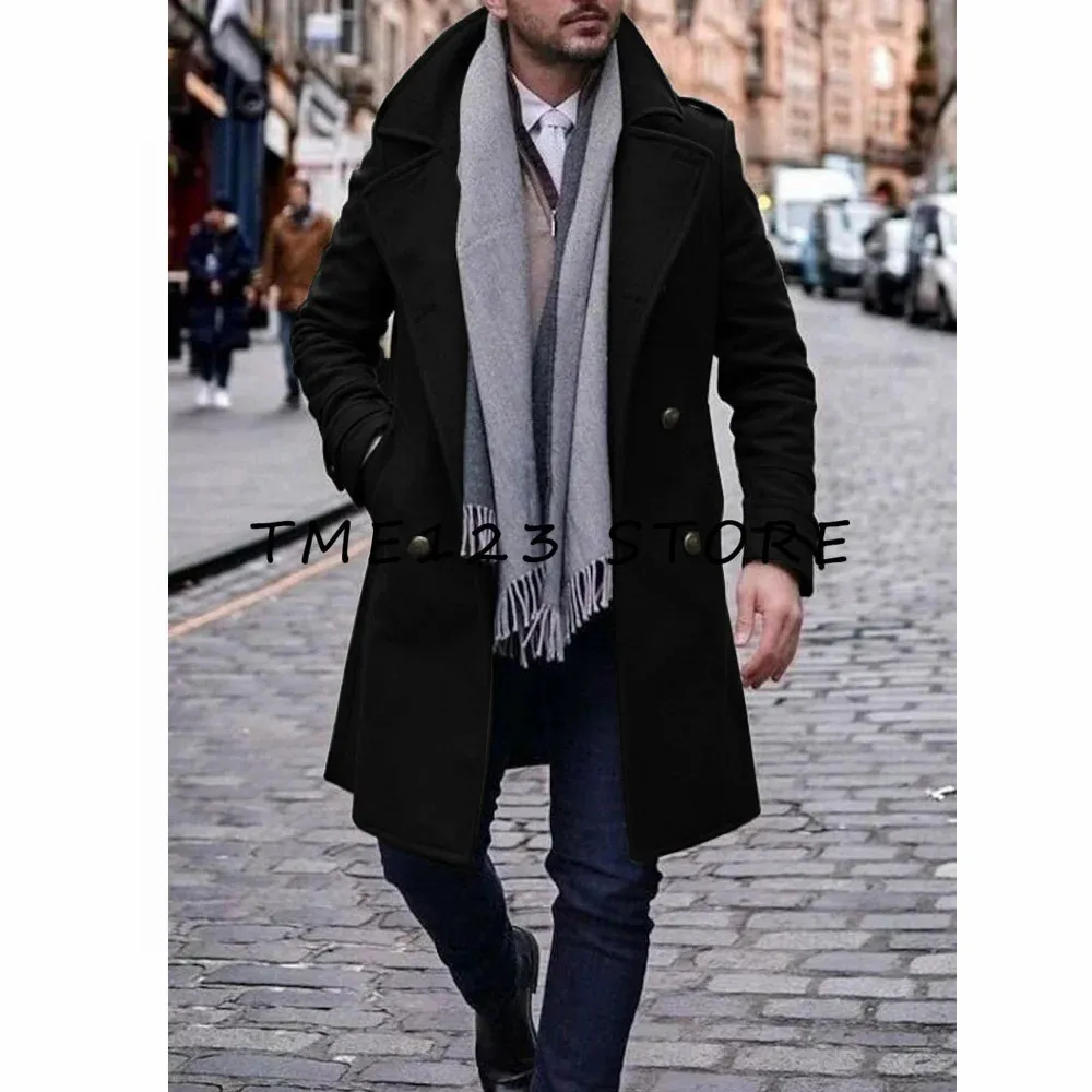 Men s Wool Blend Long Coat V Neck Single Breasted Business Casual Fashion Winter Outerwear Trench Coat in Australia