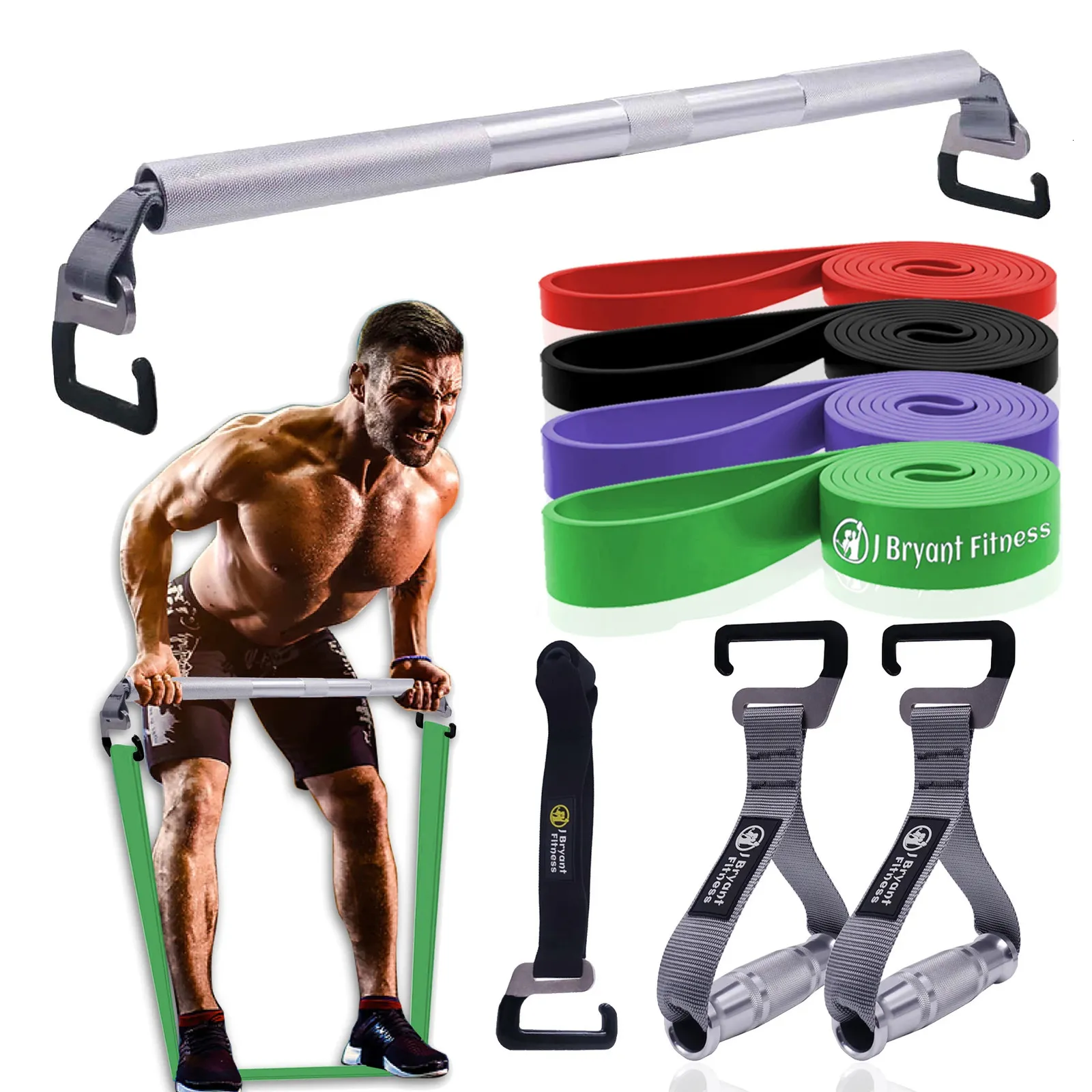 Bandes de résistance Kit de barre de bande portable avec poignées Hook etype amélioré pour Long Loop Elastic Squat Deadlift Entraînement Entraînement 231016