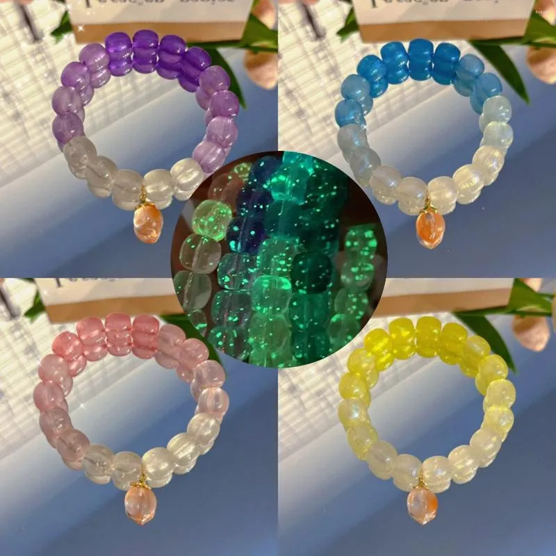 Link pulseiras cor gradiente pulseira luminosa para mulheres homens brilho no escuro contas sorte elástico charme amigos casal jóias