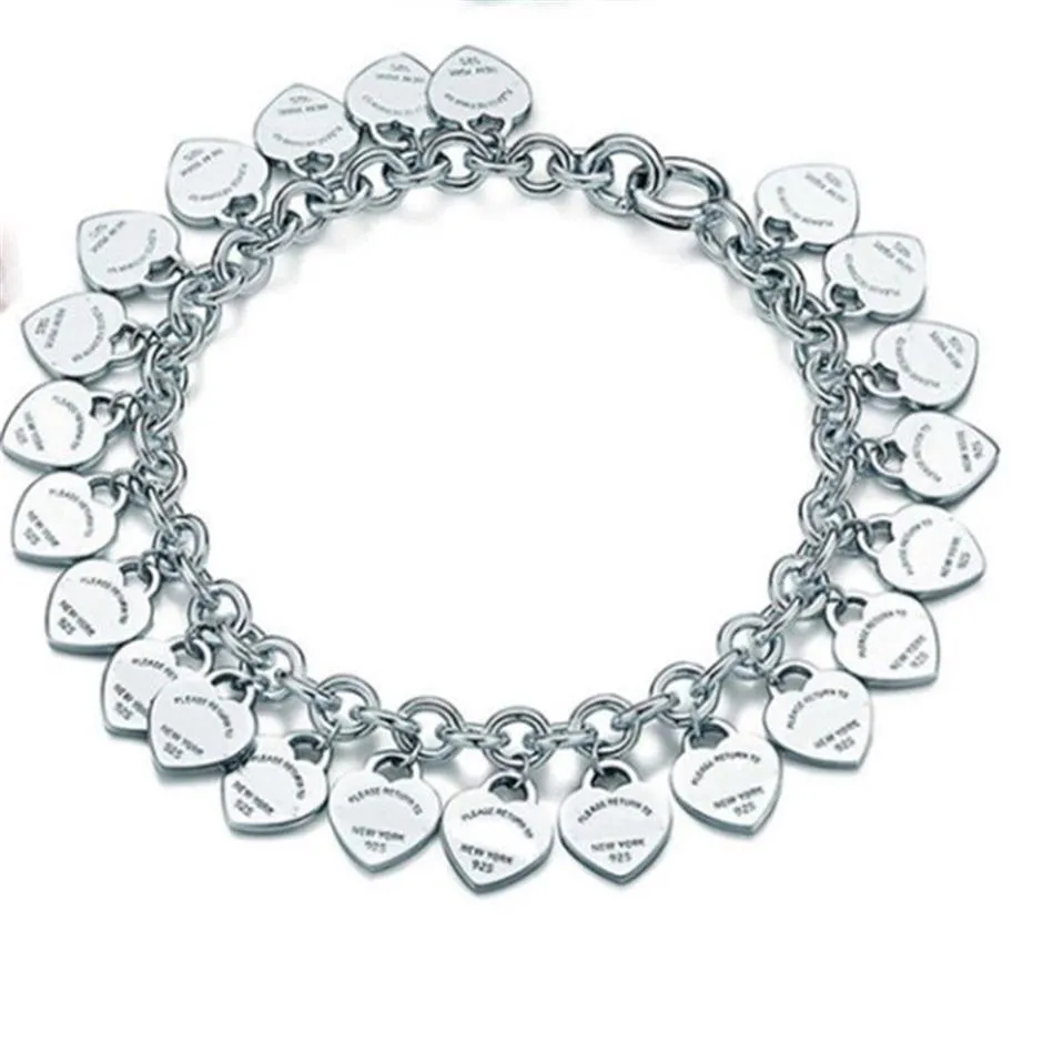 Bracelet en argent Sterling 925 pour femmes, classique, à la mode, carte cœur, bijoux, cadeau de vacances, 200925272Z