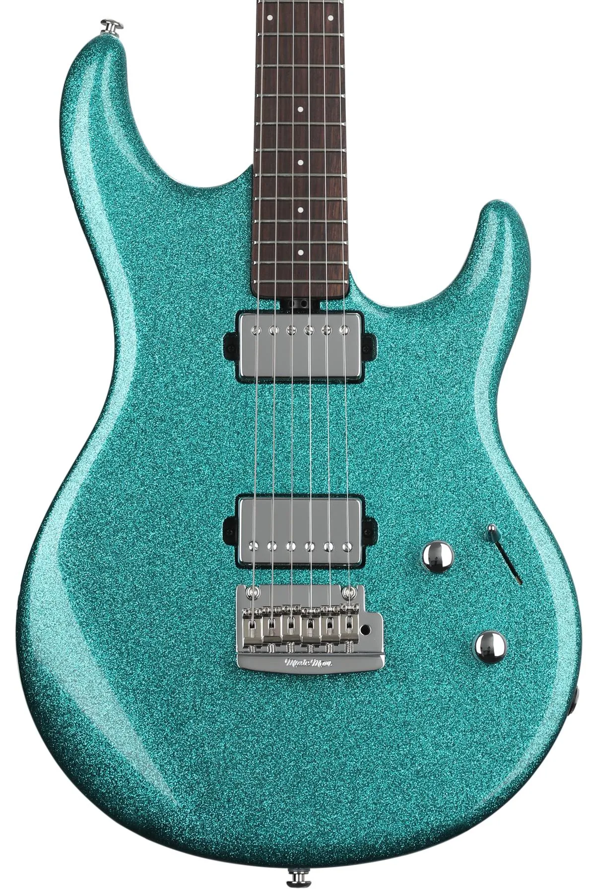 Music Man Luke LIII Ocean Sparkle E-Gitarre China Tremolo Bridge Double Cutaway Body Passive Tonabnehmer 9V Batteriekasten Chrom-Hardware