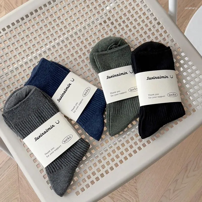 Men's Socks 5 Pairs/Lot Mens Solid Color Bussiness Cotton Fashion For Male Mid Tube 2023 Sock