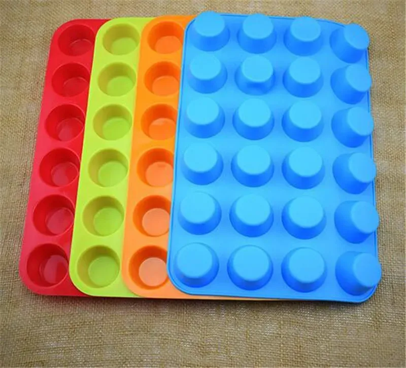 Mini Muffin Cup 24 Cavity Silicone Soap Cookies Cupcake Bakeware Pan Tray Mould Home DIY Cake Mold XB1 LL