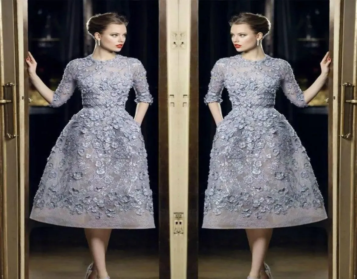 Elie Saab Lace Knee Length Ankle Length Prom Dress With Appliques