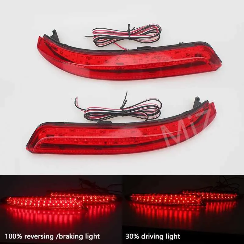 LED Rear Bumper Reflector Brake Light For Toyota Venza 2009-2015 – Red Lens, Black Housing, Pair