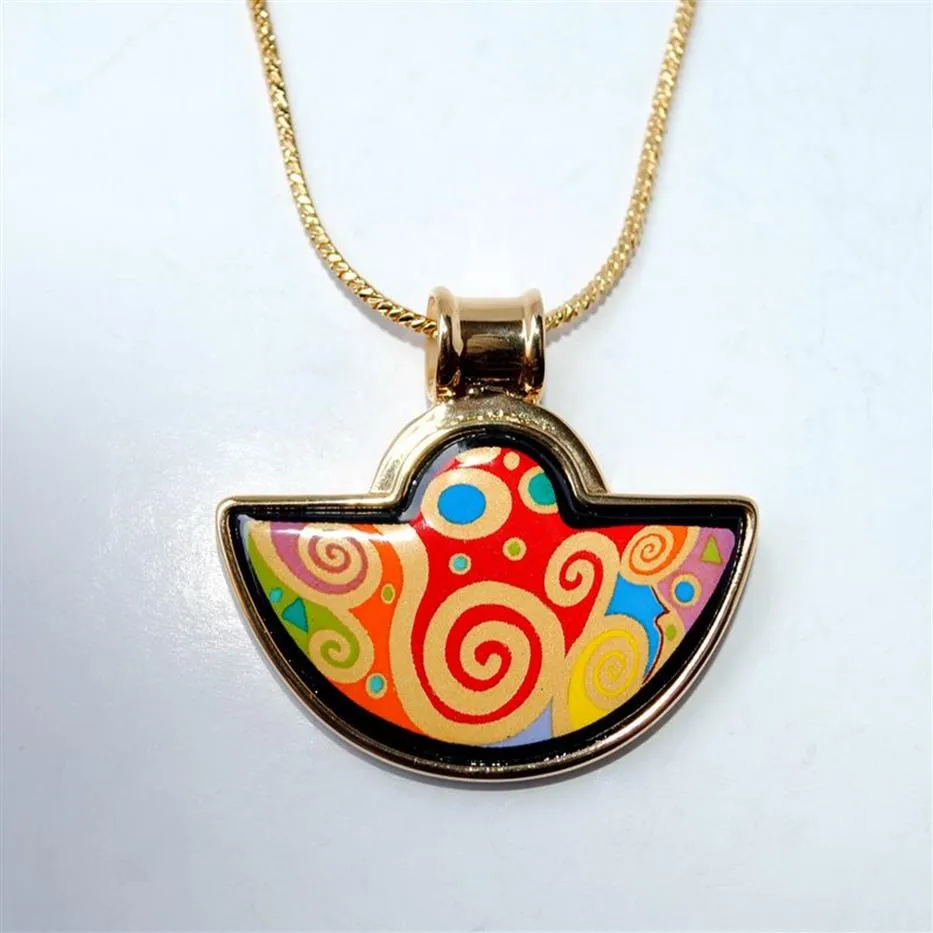 Tree of Life Series 18K gold-plated enamel necklaces woman Fan Pendant colar women necklace for gift fashion jewelry251Y