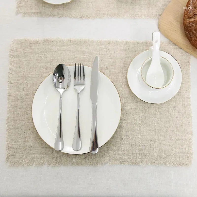 Serviette de table 2pc 45x45cm 30x45cm Serviettes en lin de coton avec frange Délicat Tissu de lin français fait à la main pour le dîner de mariage Décor