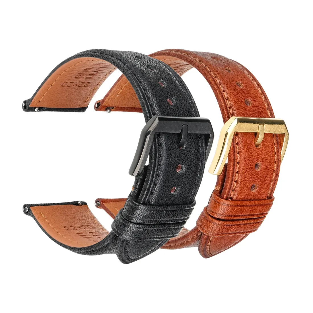 Bracelets de montre MAIKES bracelet de montre en cuir véritable de luxe 18mm 20mm 22mm bracelet de montre en peau de vache marron noir à dégagement rapide bracelet de montre en veau pleine fleur 231016
