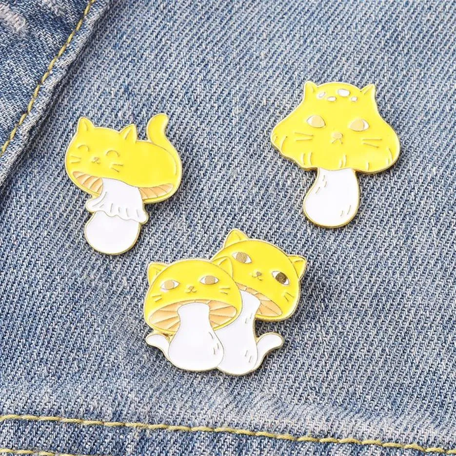 20 pcs / lot plantes série champignon modèle broches dessin animé chat alliage sac chapeau badge unisexe sac à dos vêtements peinture épinglette bijoux A280c