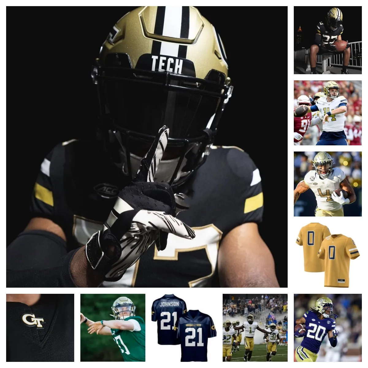 Maglia da calcio New Georgia Tech Yellow Jackets 26 Evan Dickens 51 Nacari Ashley 82 Jackson Long 4 Braelen Oliver 77 Cloy 98 Bryston Dixon 41 Malcolm Pugh 9 Avery Boyd