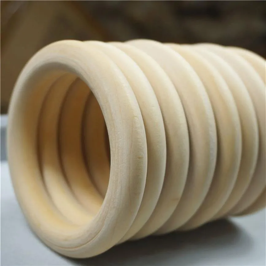 100pcs lot Natural Color Wood Teething Beads Wooden Ring Beads Baby Teether DIY Kids Jewelry Toss Games 15- 50mm270R