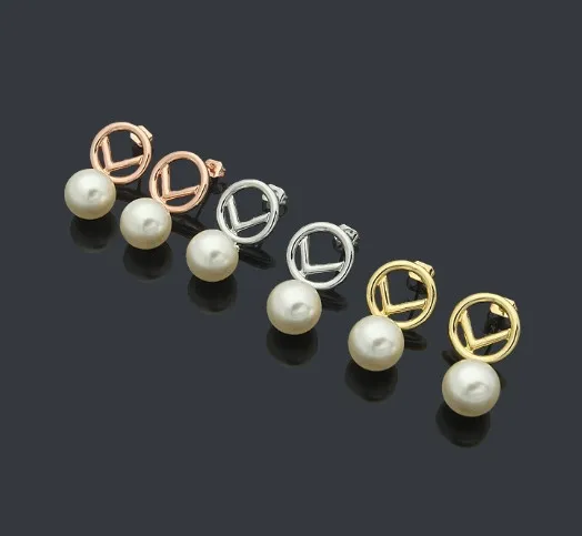 Ornament Wholesale Simple Glossy Ring Letter Hanging Pearl Earrings Couple Foreign Trade Pearl Earrings Classic