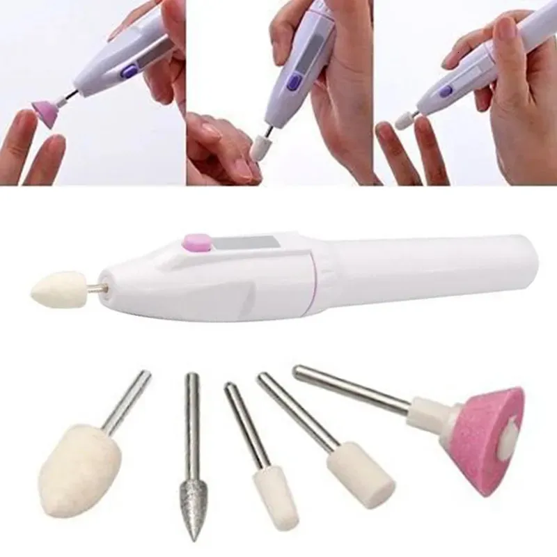 Nail Manicure Set 5 i 1 Professional Mini Electric Drill Kit Pedicure Slipning Polering Konst Slipfil Penverktyg Maskin 231017