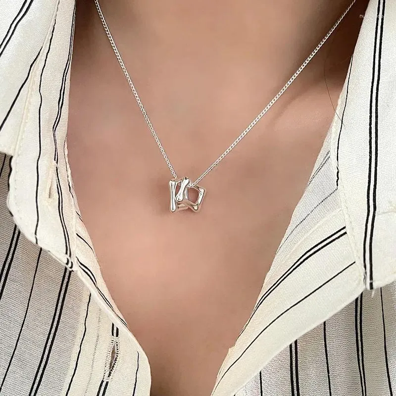 Correntes na moda moda prata cor irregular quadrados geométricos cadeia pingente colar para mulheres menina jóias dropship atacado