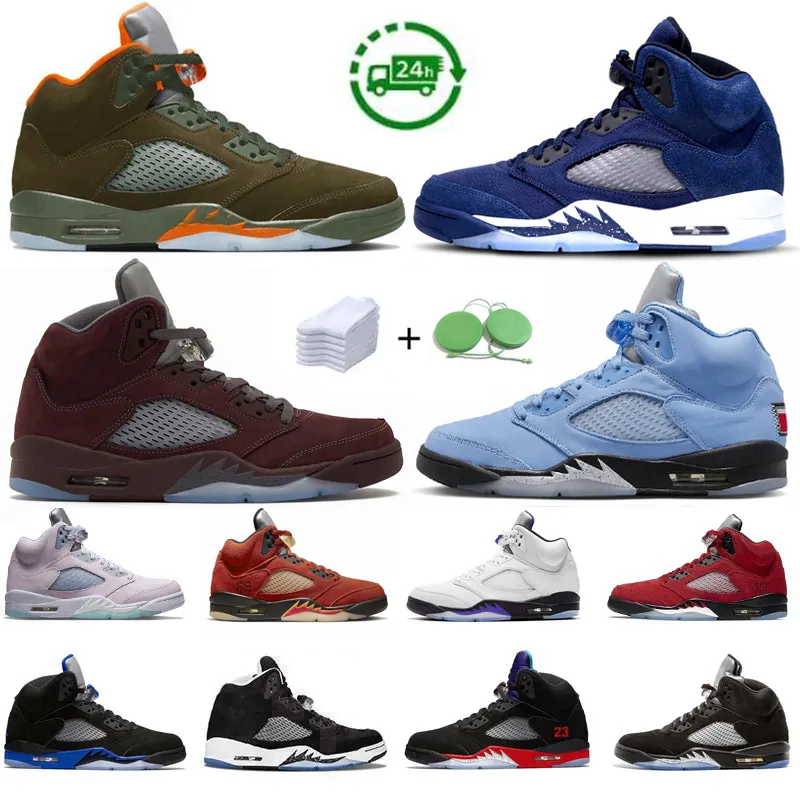 5 män basketskor jumpman 5s sneaker universitet racer blå burgundy foton damm oliv midnatt marinlycka gröna oreo påsk segel män tränare sport sneakers