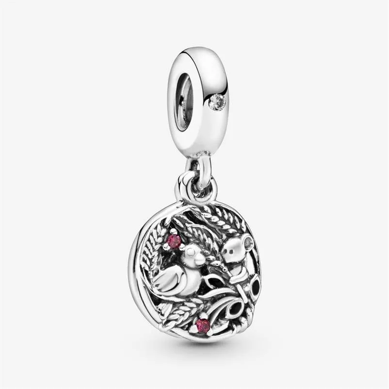 100% 925 Sterling Silver Cute Bird and Mouse Dangle Charms Fit Original European Charm Bracelet Fashion Women Wedding Engagement J265G