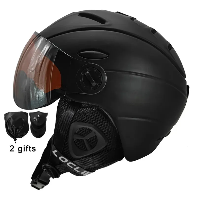 Skihelme LOCLE Skihelm Winter Outdoor Sports Männer Frauen Skihelm Skifahren Snowboard Schnee Skateboard Helm Mit Schutzbrille Visier 231016