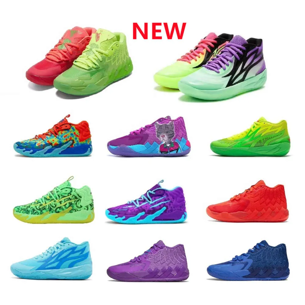 HOT MB03 GutterMelo NFT Rick et Morty Hommes Femmes Chaussures de basket-ball avec boîte LaMelo Ball MB 02 Enfants Sport Chaussure Trainner Baskets Taille US4.5-12