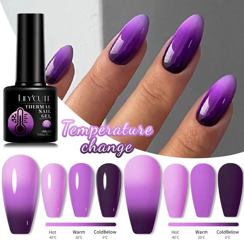 Nail Polish: Lilycute Pink Purple Thermal Gel Nail Polish, Colors  Temperature Color Changing Soak Off UV Manicure, Long Lasting Gel Polish  231016